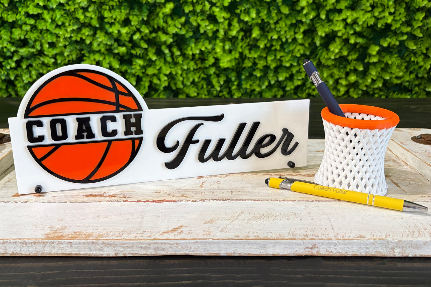 Basketball Coach Desk Nameplate – Custom Acrylic Desk Plate