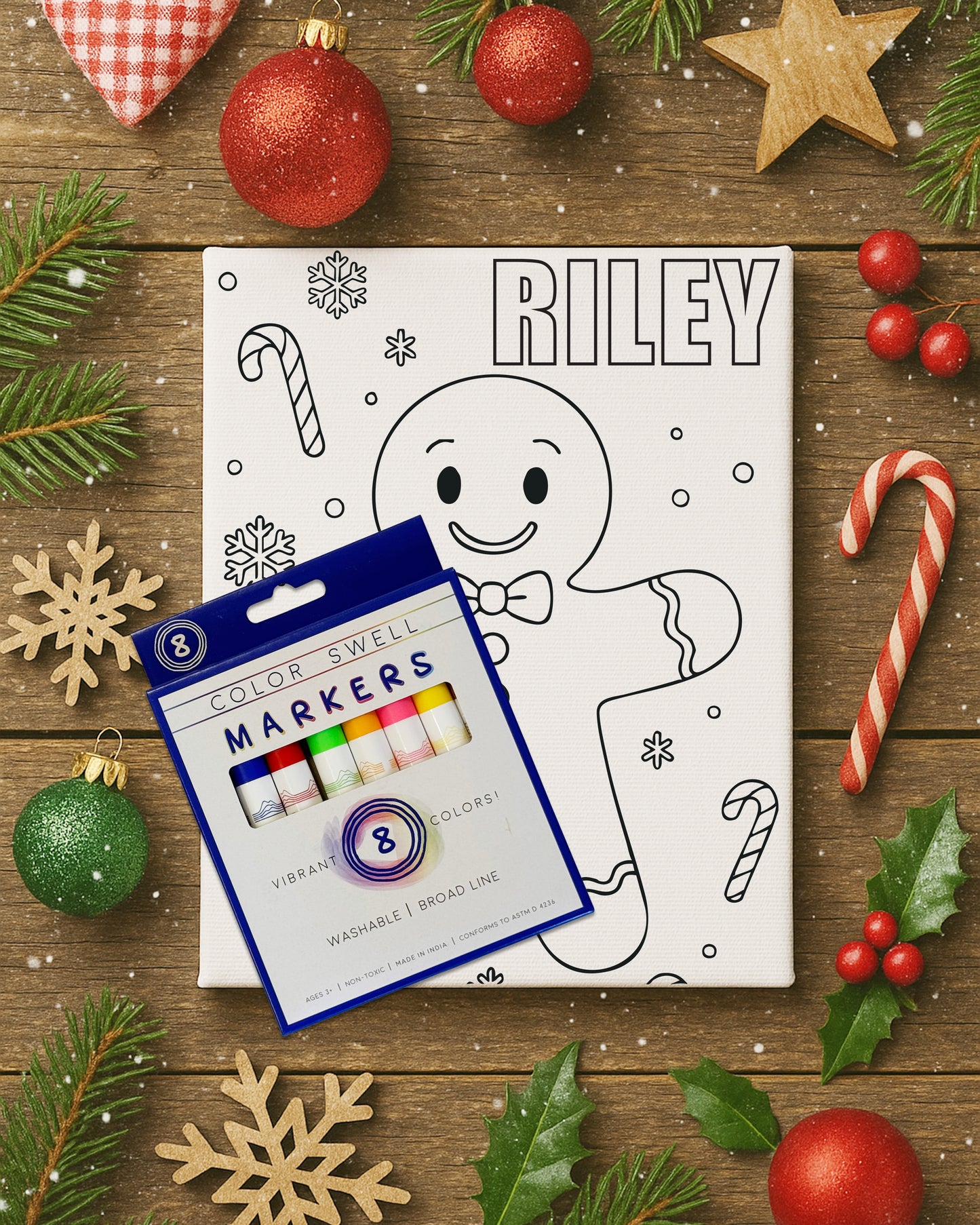 Gingerbread Man Color-Me Christmas Canvas