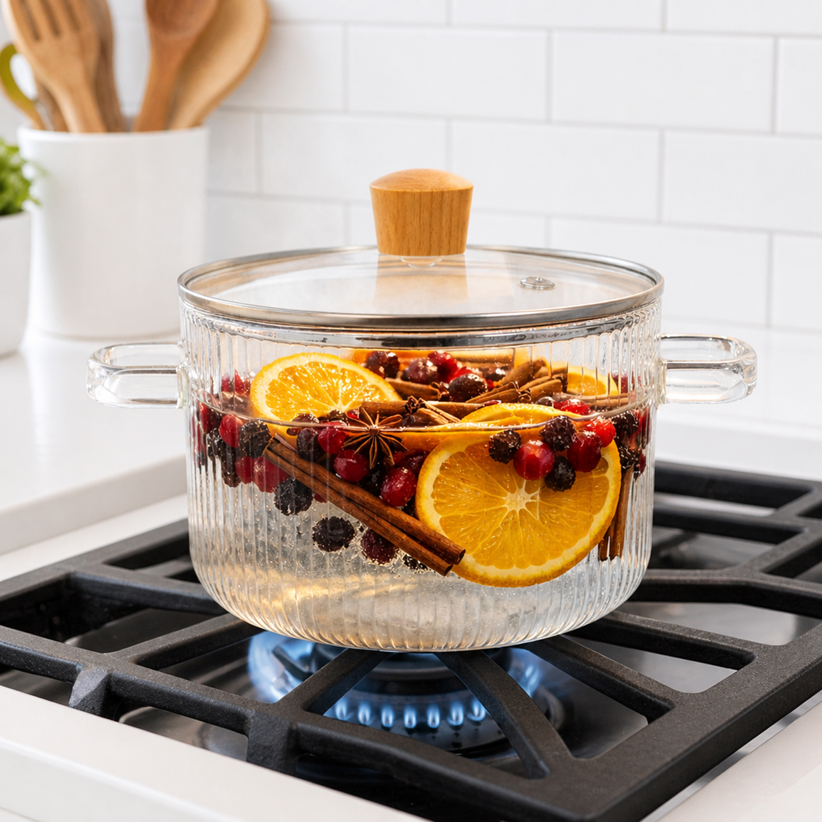 1.5L Ribbed Glass Simmer Pot
