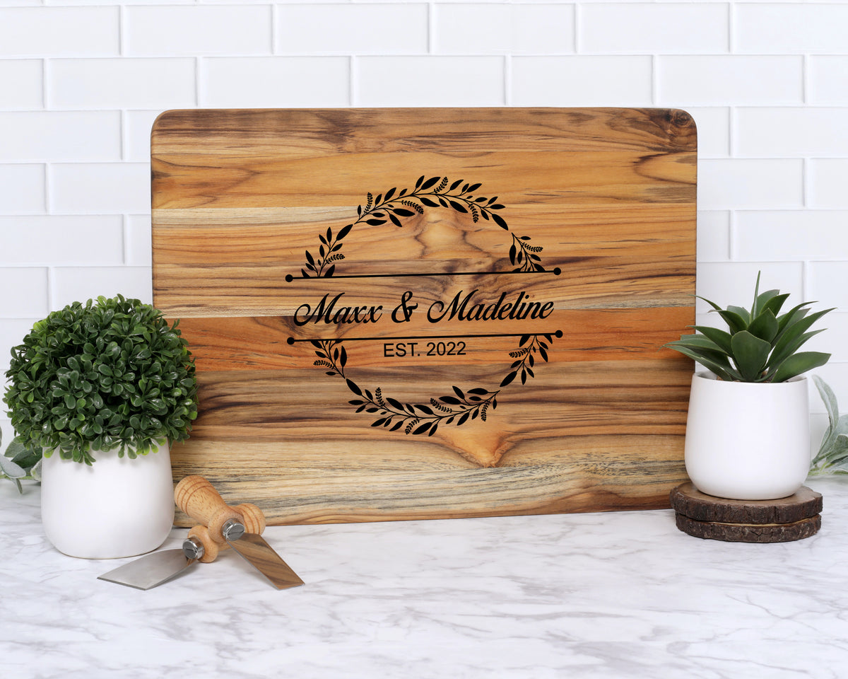 Engraved, Cutting Board, Teak Wood, Dark Wood, Premium Gift