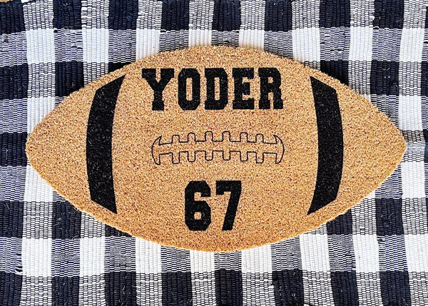 Personalized Football Shaped Coir Doormat