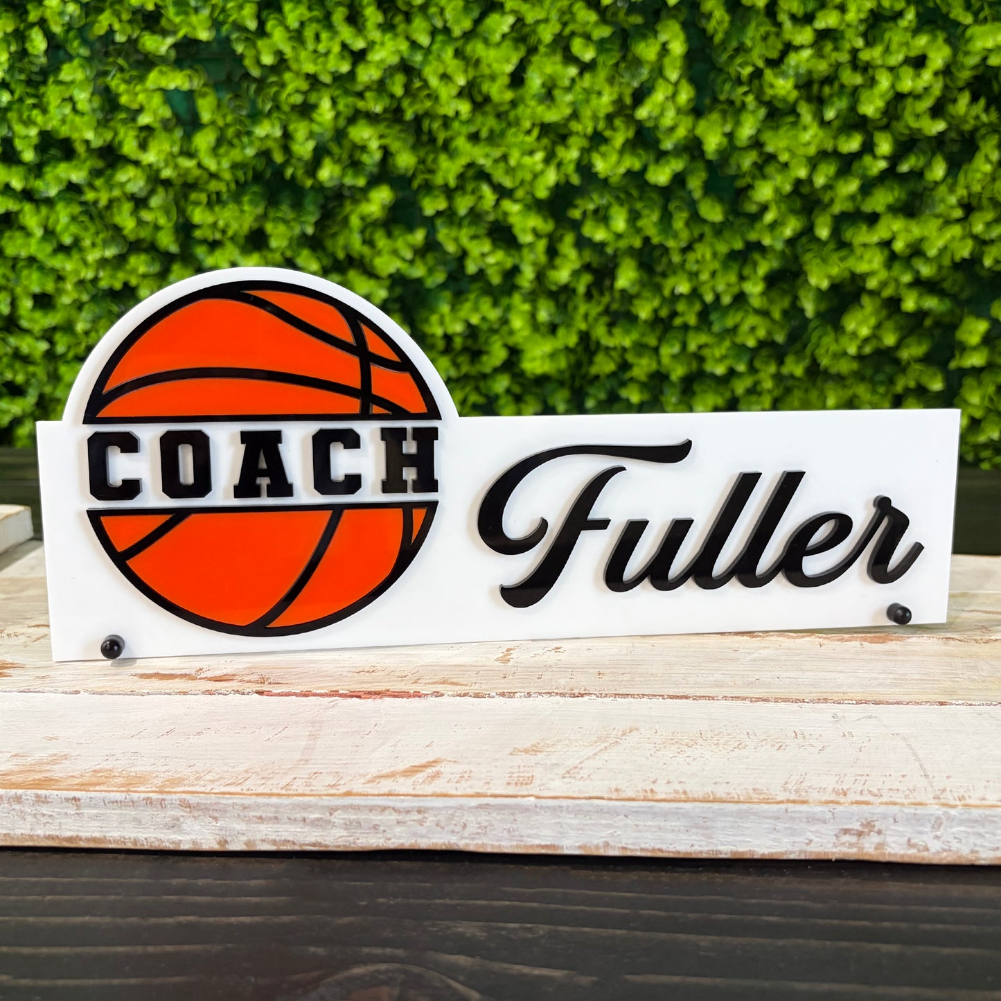 Basketball Coach Desk Nameplate – Custom Acrylic Desk Plate