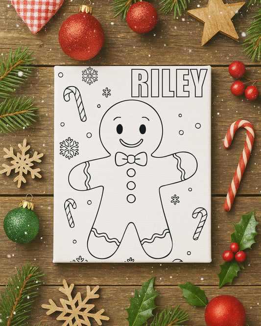 Gingerbread Man Color-Me Christmas Canvas