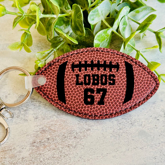 Personalized Football Leatherette Keychain