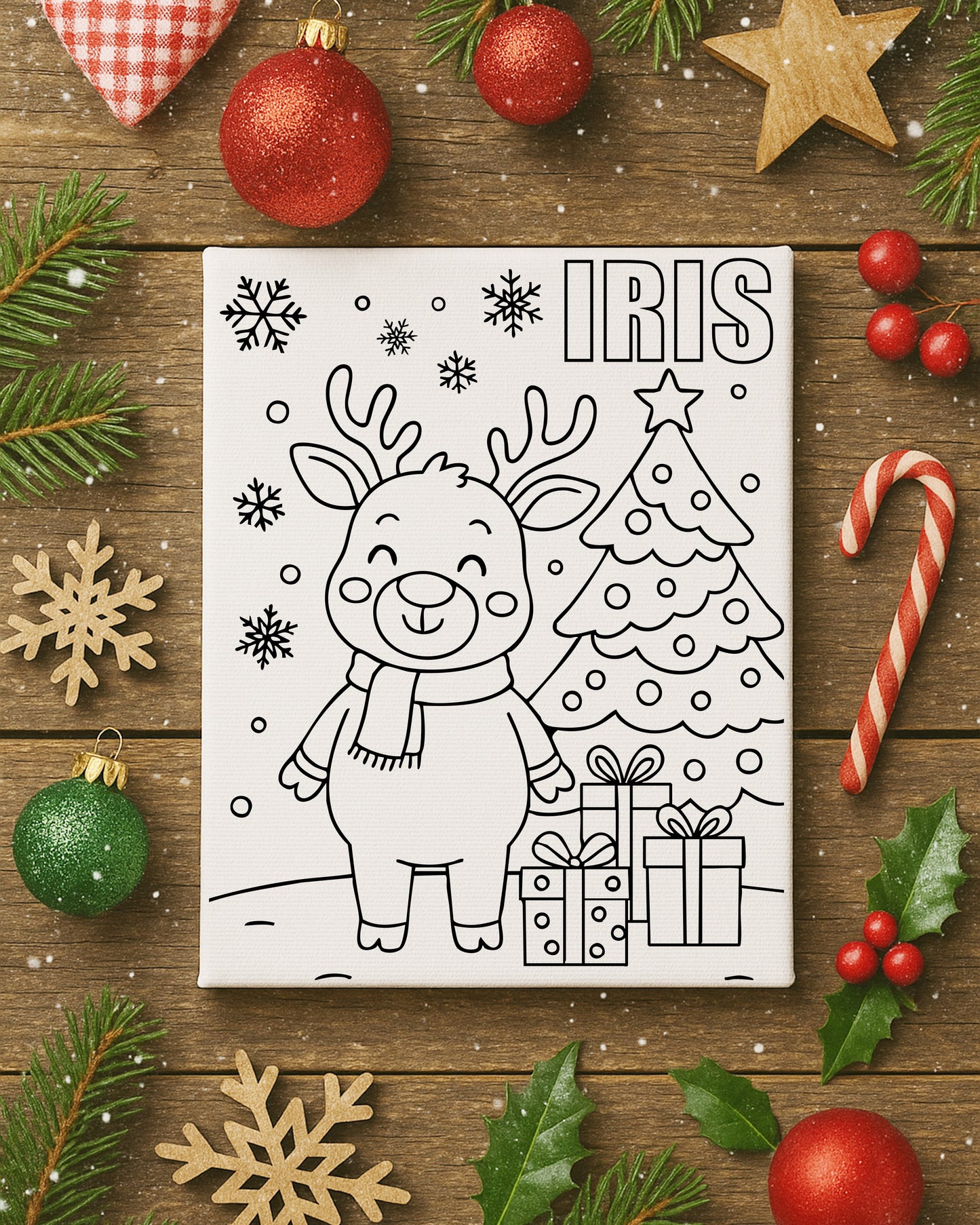 Reindeer Color-Me Christmas Canvas
