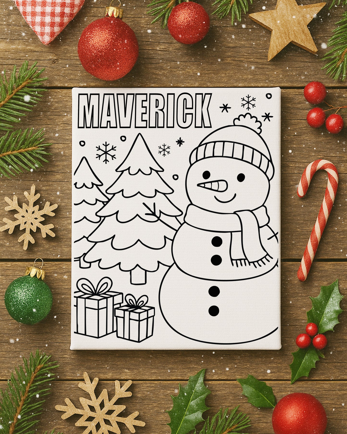 Snowman Color-Me Christmas Canvas