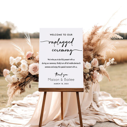 Unplugged Wedding Foam Board Sign