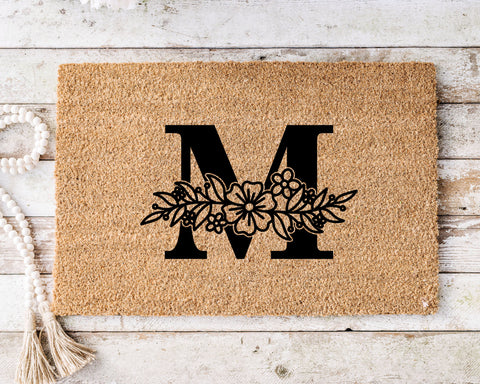 Personalized Floral Monogram Letter Doormat