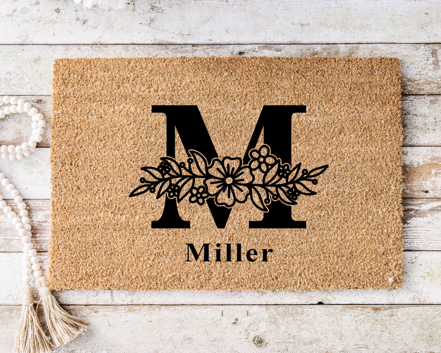 Personalized Floral Monogram Letter Doormat