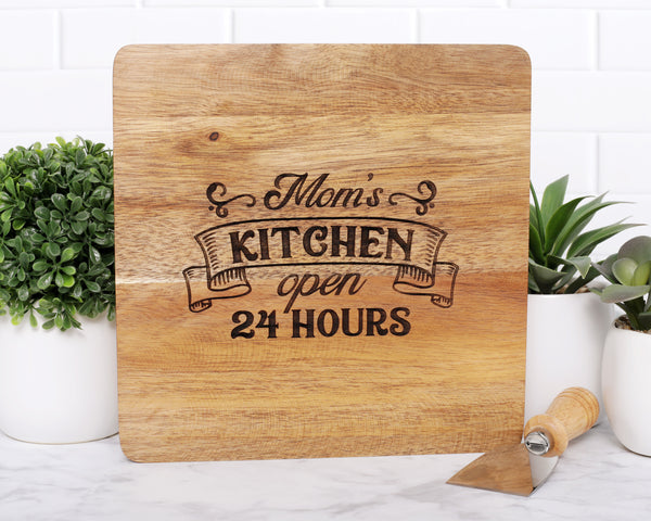 9x9 Acacia Wood Kitchen Quote Cutting Board