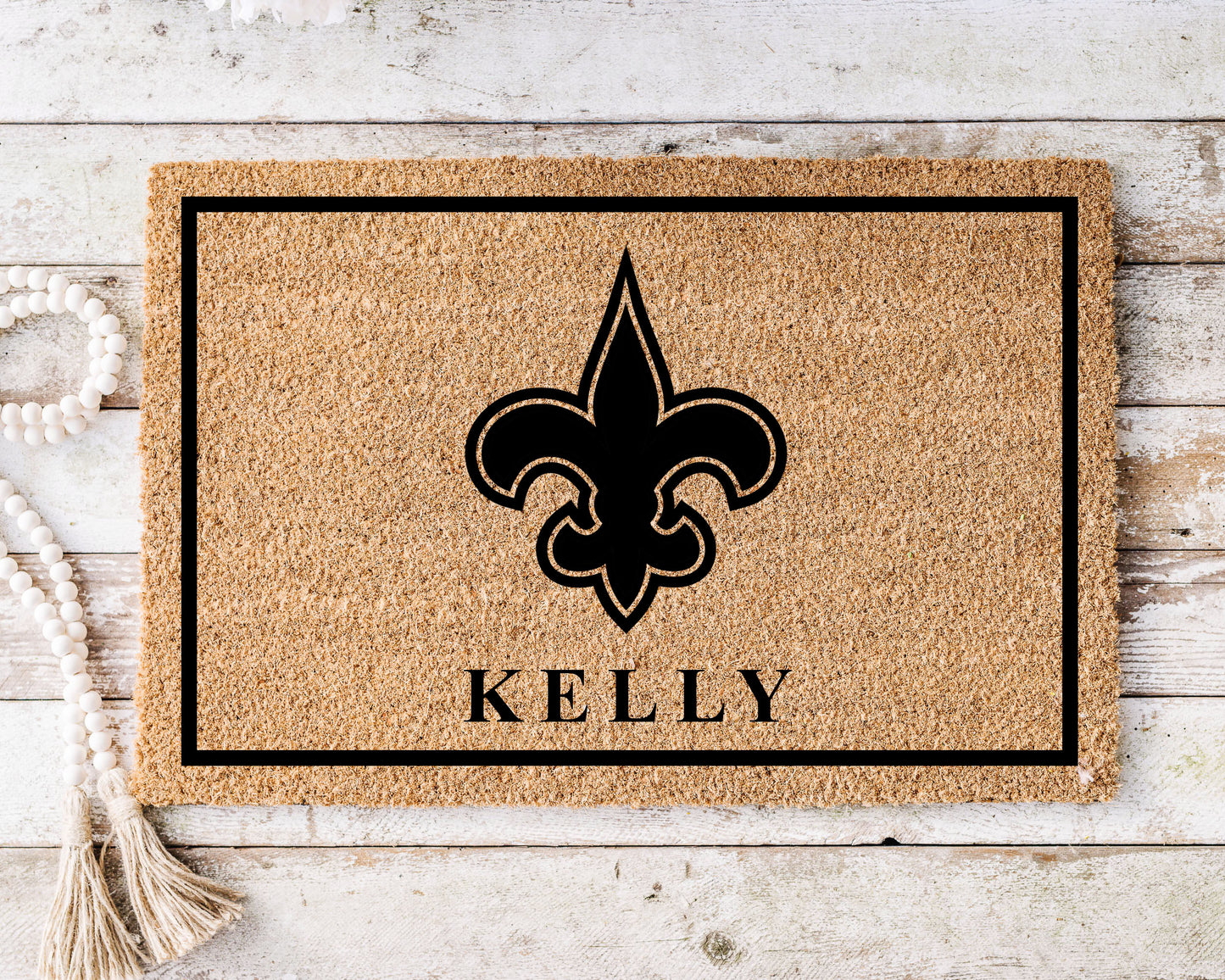 Personalized Fleur de lis Last Name Doormat